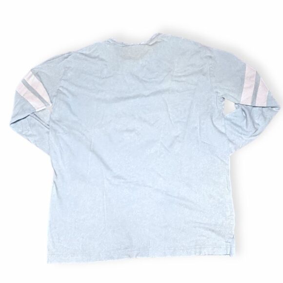Check size PINK VICTORIA’S SECRET Women’s Light Blue Long Sleeve Varsity Crew Te - Picture 2 of 4